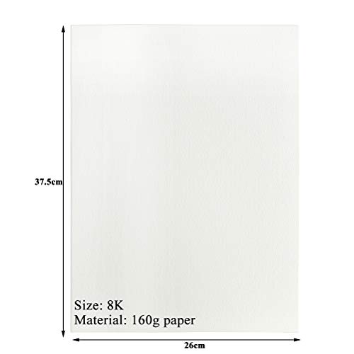 WOWOSS 100 Hojas Papel para Pintura al Óleo y Acrílica, Papel de Algodón Prensado en Frio 160g 8K (37,5 x 26 cm)