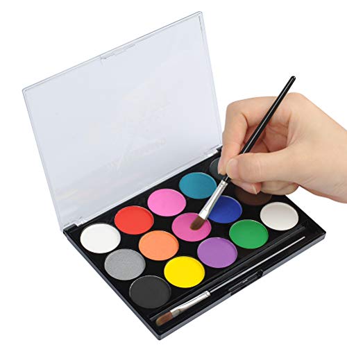 WOWOSS Pinturas de Cara para Niños Set de Maquillaje para Fiestas Infantiles Incluye Pinceles para Pintura Facial, Pinturas al Agua (15 Colores)