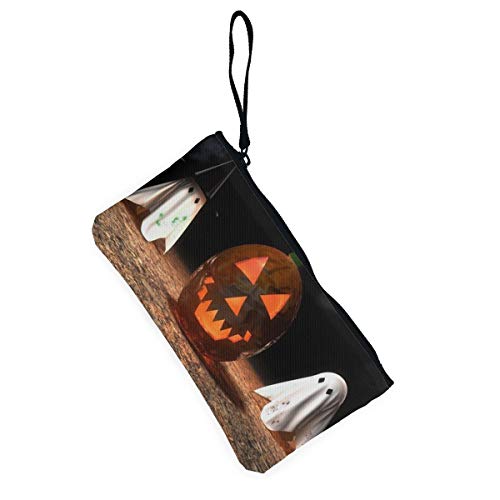 Wrution - Monedero de Lona con diseño de Calabaza para Halloween, Portable, Gran Capacidad, Personalizable