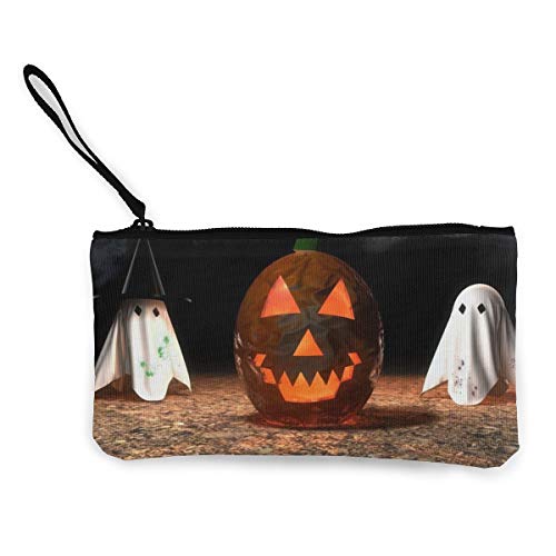 Wrution - Monedero de Lona con diseño de Calabaza para Halloween, Portable, Gran Capacidad, Personalizable