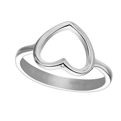 wufeng Las Mujeres Huecos Anillo de aleación de joyería Ajustable en Forma de Porro Muchacha de la Mujer en Forma de corazón Anillo de Chicas Mujer Accesorios de joyería, Plata