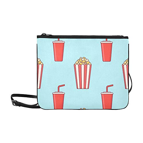 WYYWCY Colección de palomitas de maíz dibujados a mano patrón personalizado de alta calidad de nylon delgado bolso de embrague bolso cruzado cuerpo bolsa de hombro