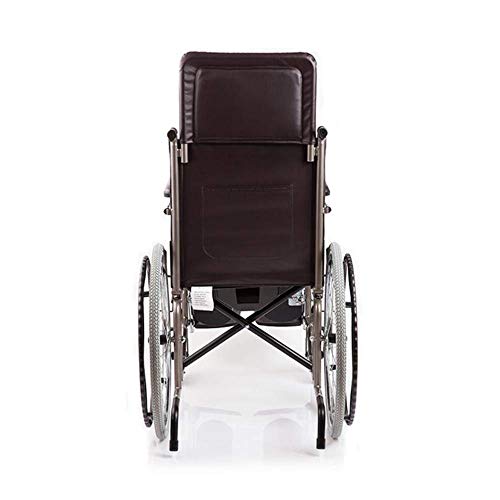 WZC Silla de ruedas Semi-acostado Transporte ligero Plegable Portátil Sillón de viaje Refuerzo de tubos de acero Punción Colisión Portabrazos Mesa de baño Versión Manual