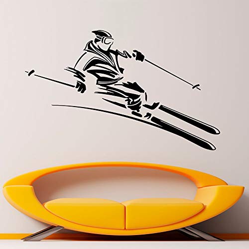 wZUN Calcomanías de Pared Deportivas esquí Esquiador Velocidad Vinilo Pegatinas de Pared Deportes decoración de la Pared diseño decoración del hogar Mural 68X42cm