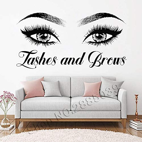 wZUN Pestañas y Cejas Ojo Cita Tatuajes de Pared Moda Creativo Vinilo pestañas salón de Belleza Pegatinas de Pared decoración 82X42 cm