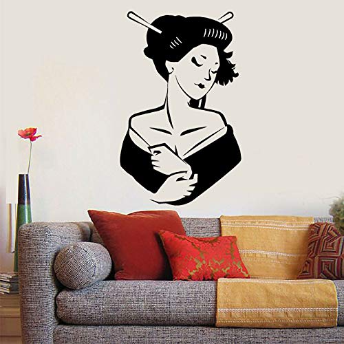 wZUN Vinilo Tatuajes de Pared Chica asiática Mujer Japonesa Geisha Etiqueta extraíble Mural 63x100cm