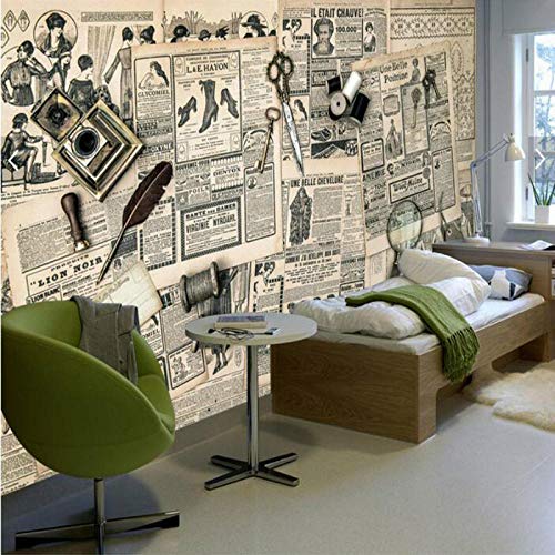 Xcmb papel pintado Papel Tapiz 3D Personalizado Para Wallsretro Periódico Fondo De Papel De Pared 3D Mural Fondos De Pantalla Mejoras Para El Hogar Decorar-250Cmx175Cm