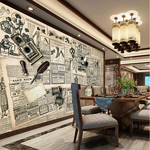 Xcmb papel pintado Papel Tapiz 3D Personalizado Para Wallsretro Periódico Fondo De Papel De Pared 3D Mural Fondos De Pantalla Mejoras Para El Hogar Decorar-250Cmx175Cm