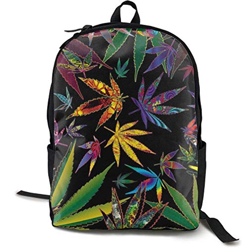 XCNGG Mochila de impresión de fotograma Completo para Adultos Mochila Informal Mochila Mochila Escolar NiYoung Backpacks Trippy Multi Marijuana Leaf Weed School Bag Travel Daypack Shoulder Bag