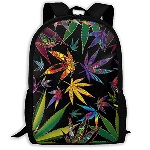 XCNGG Mochila de impresión de fotograma Completo para Adultos Mochila Informal Mochila Mochila Escolar NiYoung Backpacks Trippy Multi Marijuana Leaf Weed School Bag Travel Daypack Shoulder Bag