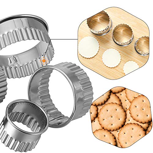 XCOZU Cortadores Galletas Set, 4 Piezas Cortadores de Galletas Redondos de Acero Inoxidable para Reposteria, Galleta, Donut, Cookie, Fondant, Tarta Decoración