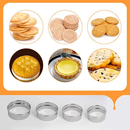 XCOZU Cortadores Galletas Set, 4 Piezas Cortadores de Galletas Redondos de Acero Inoxidable para Reposteria, Galleta, Donut, Cookie, Fondant, Tarta Decoración