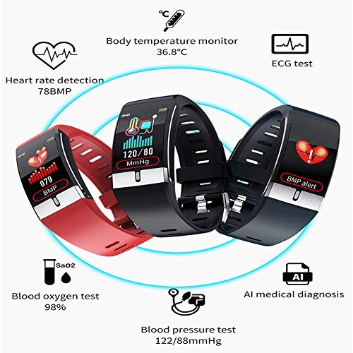 XDLYM Sport Smart Watch Health Tracker Pulsera de Fitness con Temperatura, presión Arterial y oxígeno Modo multideportivo Impermeable,Negro