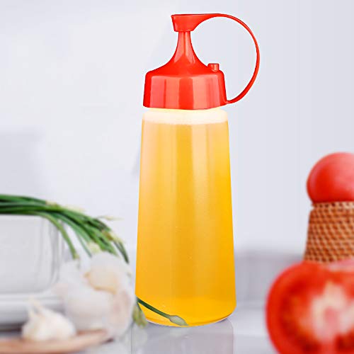 XGzhsa Biberones cocina, botellas exprimibles con tapas, 4 botellas exprimibles de plástico de grado alimenticio de 400 ml para condimentos de cocina, salsa de tomate y aceite de olive