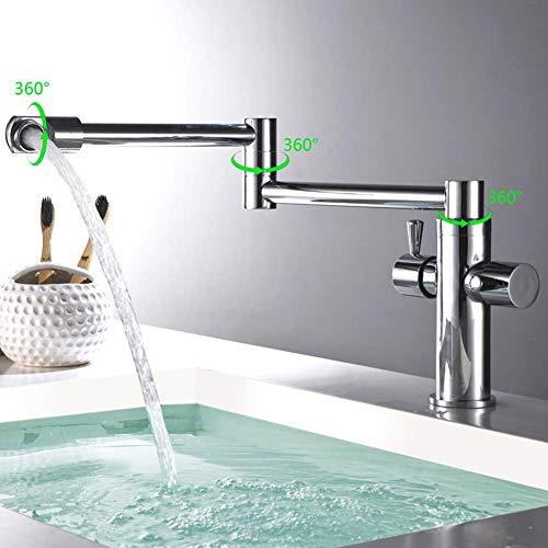 XHCP Grifos mezcladores para Lavabo de Cocina, Grifo Plegable Caño Giratorio de 360 ​​° Grifos para Lavabo de baño Modernos, Grifo Mezclador frío y Caliente