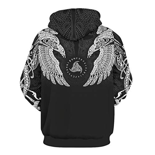 XHJQ88 Hombres Twin Ravens En Mitología Nórdica VIKING Hoody Original - Jersey Uniforme blanco 5xl