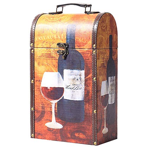 Xhtoe Caja de Vino Caja de Madera 2 Estilo de la Botella de la Vendimia Dimensiones aproximadas de 21 x 12 x 36cm Idea for Almacenamiento decoración Multicolor Opcional Caja de Regalo de Madera de l