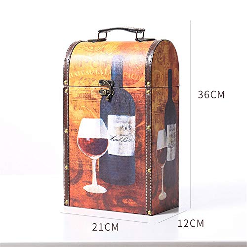 Xhtoe Caja de Vino Caja de Madera 2 Estilo de la Botella de la Vendimia Dimensiones aproximadas de 21 x 12 x 36cm Idea for Almacenamiento decoración Multicolor Opcional Caja de Regalo de Madera de l