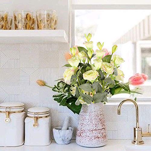 XHXSTORE 4pcs Ramo de Flores Artificiales Decoracion Plastico Flor Artificial Amarilla Arbusto Decorativas para Exterior Interior Hogar Fiesta Terraza Boda Mesa Balcon Cocina Jardinera Patio