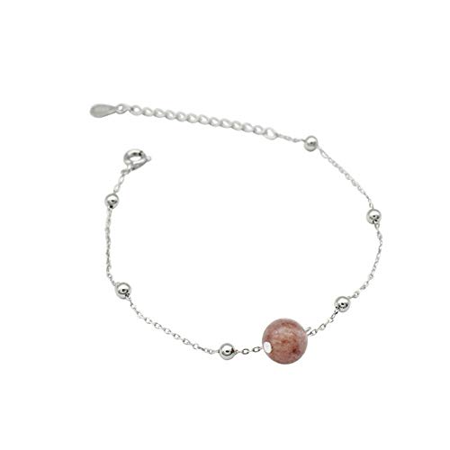 xinMarJ S925 corazón de niña de Plata esterlina Fresa oblea Pulsera de Las señoras Pulsera, 16.5 + 3.5 cm