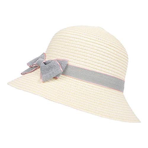 Xinqing 5-8 años de Edad Visera Solar Color sólido Sol Verano Bebé Bohemio Plegable Sombrero de Paja Visera Visera de Playa Conjunto de ollas, Buen Material, práctico y Duradero (Color : White)