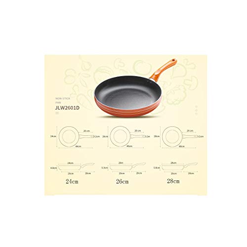 XinqingFrying Pan Suministros de cocina con base de naranja y antiadherente Diámetro 26,28cm. (Color : Orange, Size : B-M)