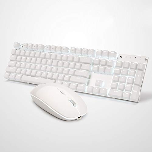 XIUYU Accesorios Teclado de Ordenador, Teclado portátil A3008 Oficina de Ordenador inalámbrico de Juegos mecánicos Mouse Set (Color: Negro) (Color: Blanco)