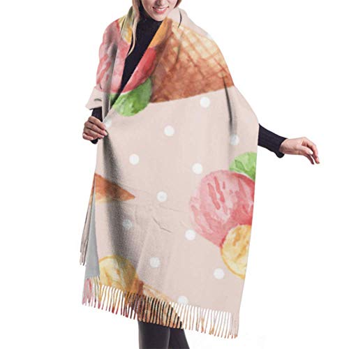 XIUZHEN Elegante Helado con Lunares Bufanda única Bufandas Grandes para Mujer Bufanda de Invierno de Cachemira 77"x27 / 196x68cm Large Soft Pashm