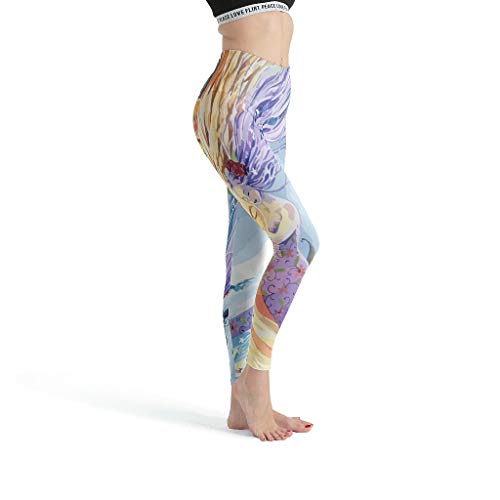 XJJ88 - Mallas de pilates para mujer, estampado de luna y sol, cintura alta, con estampado, color blanco, tamaño extra-small