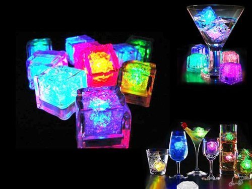 XLKJ 12 Pcs Cubitos de Hielo LED Colorido y Reutilizable Decorativo para Fiesta, Boda, Club y Bar ect
