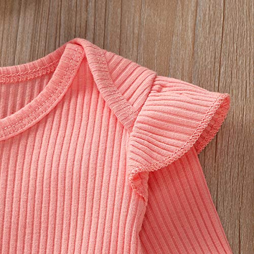 Xuefoo - Conjunto de ropa infantil de manga larga para bebé o niña, con volantes, conjunto de 3 piezas Rose À Manches Longues 12-18 Meses