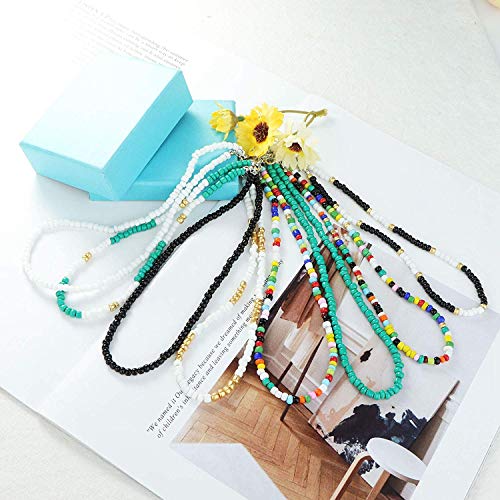 YADOCA 8 Piezas Collar Gargantilla de Cuentas de Semillas Gargantilla Boho de Colores Joyería de Cadena para Mujeres Niñas Ajustable