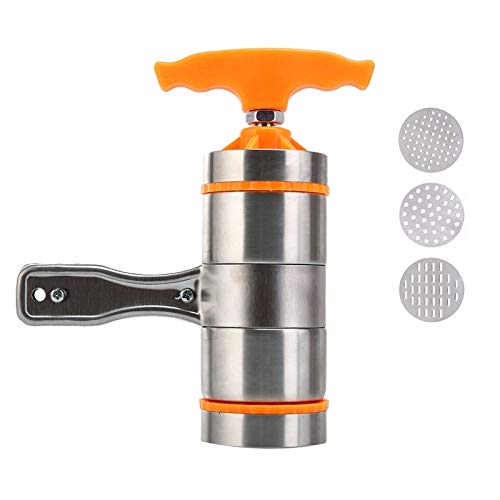 YANGJ Utensilios de Cocina 3 moldes Hogar Manualmente pequeño Acero Inoxidable Estilo de prensado Máquina de Fideos de Mano (Naranja) (Color : Naranja)