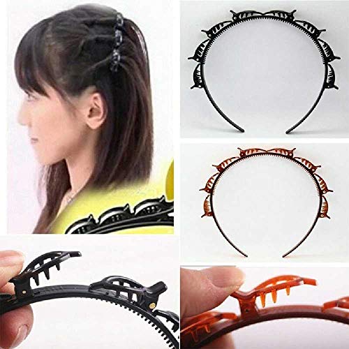 YANHAO Doble Flequillo Peinado Horquilla Accesorios para El Cabello Doble Capa Flequillo Clip Diadema Diademas 2PCS 2 Piezas/Darkbrown