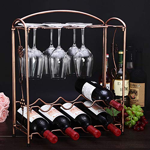 Yarmy Parrilla Europea Retro Rojo botellero Vino Copa Multifuncional Parrilla hogar mobiliario Bar Decorativo Arte del Vino