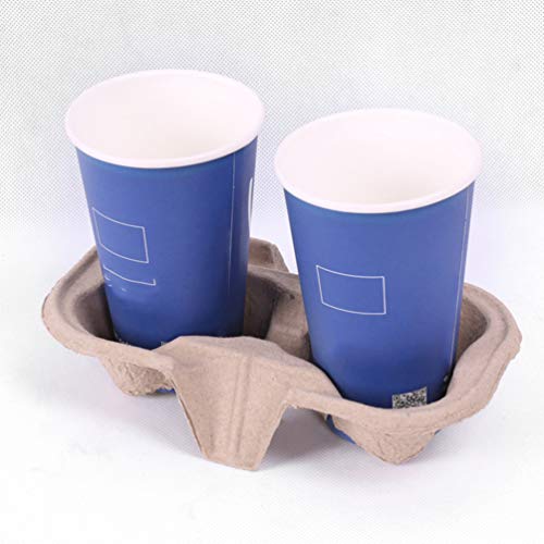 YARNOW Bandeja de Café Desechable de 2 Tazas Portavasos Biodegradable Compostable Portador de Bebidas para Bebidas Frías O Calientes para Llevar Portavasos de Café para Servicio de