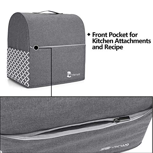 Yarwo Funda para KitchenAid Robots de Cocina, Cubierta para Batidoras Amasadoras, Encaja para Todos Batidoras Amasadoras de 4.3 litros y 4.8 litros(Pequeño, Gris con Patrón de Flecha)