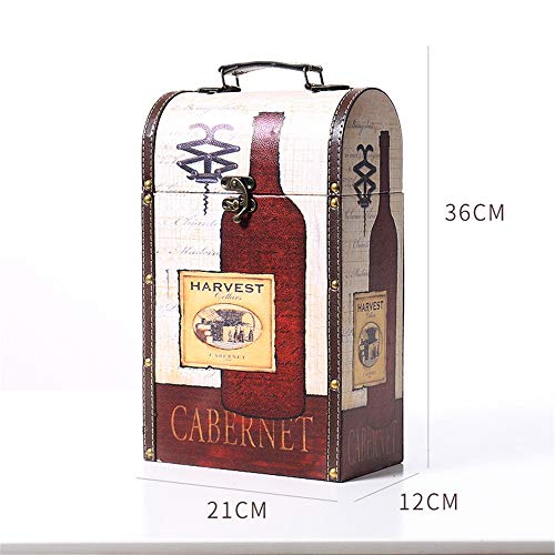 YAzNdom Botella De Vino Caja De Regalo 2 Botella Vendimia Caja De Madera De Dimensiones Aproximadas De 21 X 12 X 36cm Idea For La Decoración De Almacenamiento Adecuado para Botellas De Vino