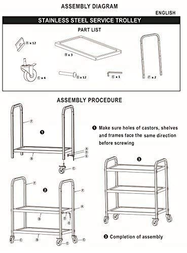 ybaymy Carro de acero inoxidable con 2 estantes, 80 cm, para cocina, isla y hostelería