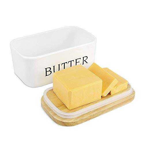 YChoice365 Caja de mantequilla triangular con tapa de cuchillo Contenedor de cerámica Bandeja de contenedor de comida de queso Caja de contenedor de almacenamiento de plato plano