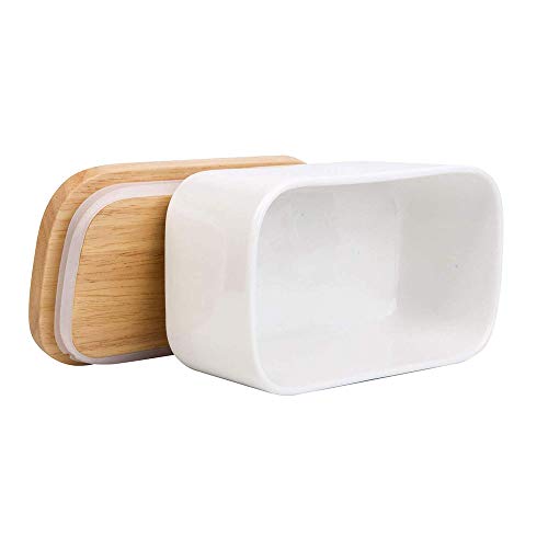 YChoice365 Caja de mantequilla triangular con tapa de cuchillo Contenedor de cerámica Bandeja de contenedor de comida de queso Caja de contenedor de almacenamiento de plato plano