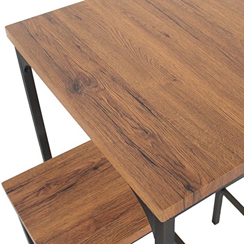 YELLOO Mod. ROMA Mesa Bar Cuadrado y 4 taburetes marrón Mesa 66 x 66 x H110 CM Sillas Meubles