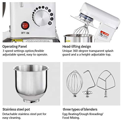 YGTMV 500W Batidora Amasadora Reposteria,con Gran Capacidad De Acero Inoxidable Bowl,3 Velocidad Batidora De Pie,5 L-10 L Fresca Máquina Leche,Masa Mezclador,para Los Hogares Comercial,10L