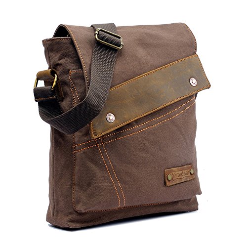 Yimidear® Hombres y Mujeres Estudiantes Multifunción Ocio Retro Lona de Vendimia Bolso de Hombro Inclinado Bolso de Hombro Viaje de Mensajero Maletín Portátil Cartera(café)