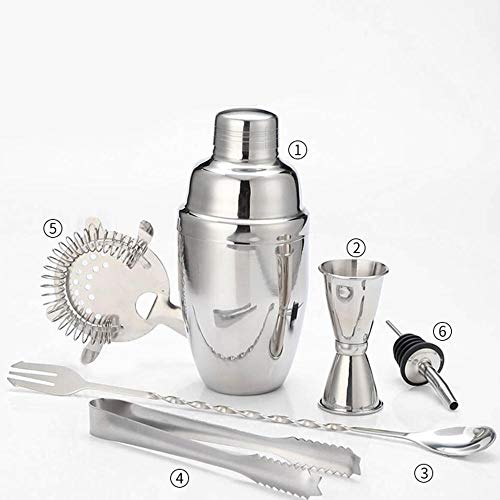 Yinaa Coctelera de Cóctel Profesional Set para Cócteles Fácil de Limpiar Set de Coctelera Kit de Bartender Juego de 6 Piezas 530ML