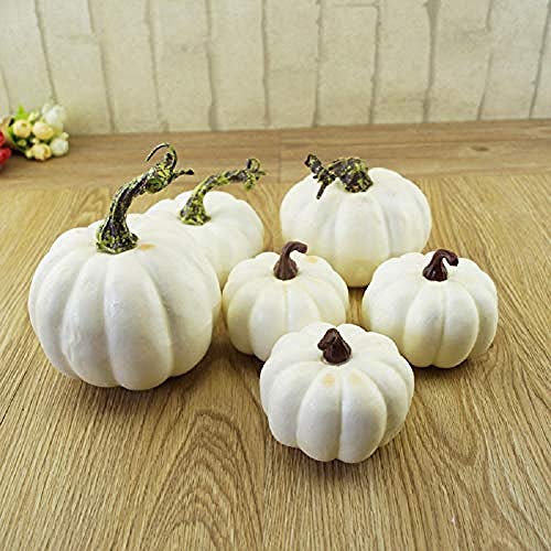 Ying-feirt 6/12 Piezas de Espuma Artificial de Calabaza Festival Halloween Artifical Calabaza DIY Herramienta de Escarcha, Blanco, 12