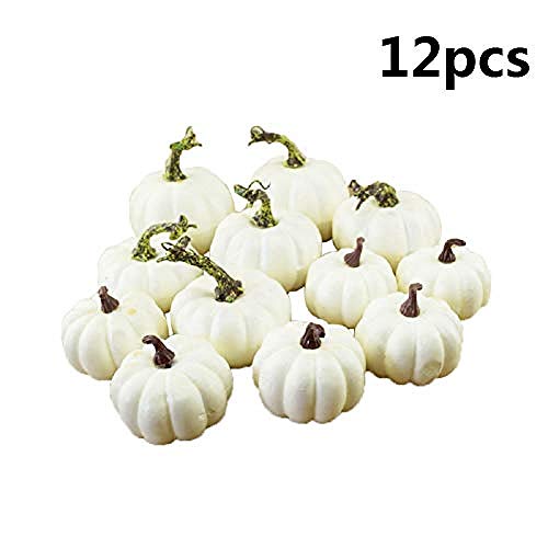 Ying-feirt 6/12 Piezas de Espuma Artificial de Calabaza Festival Halloween Artifical Calabaza DIY Herramienta de Escarcha, Blanco, 12