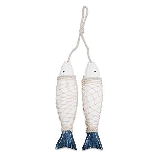 YiYa 2 Pcs Adornos de decoración de Peces de Madera Peces de Madera montados en la Pared, utilizados para decoración del hogar, decoración de Tema de Playa, decoración de Bar de Tienda (Pequeño)