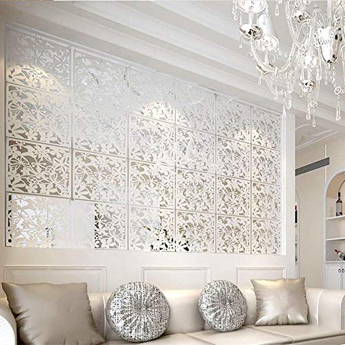 Yizunnu Juego de 4 paneles separadores de PVC para colgar en el hogar, hotel, bar, decoración, 40 x 40 cm, madera, Blanco, 40 x 40 cm
