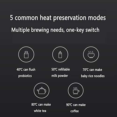 YJDQSJ Hervidor eléCtrico InstantáNeo, Pantalla Digital Inteligente de Alta DefinicióN, Hervidor TermostáTico de Acero Inoxidable 304 con ProteccióN de Seguridad MúLtiple Temperatura Constante